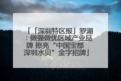 「深圳特区报」罗湖：做强做优区域产业品牌 擦亮“中国宝都 深圳水贝”金字招牌