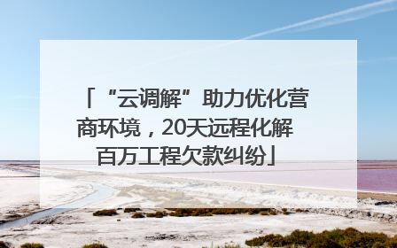 “云调解”助力优化营商环境，20天远程化解百万工程欠款纠纷