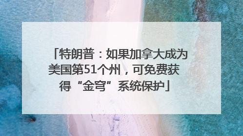 特朗普：如果加拿大成为美国第51个州，可免费获得“金穹”系统保护