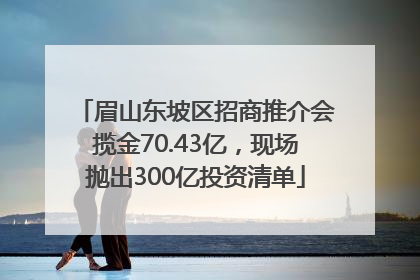 眉山东坡区招商推介会揽金70.43亿，现场抛出300亿投资清单