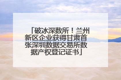 破冰深数所！兰州新区企业获得甘肃首张深圳数据交易所数据产权登记证书