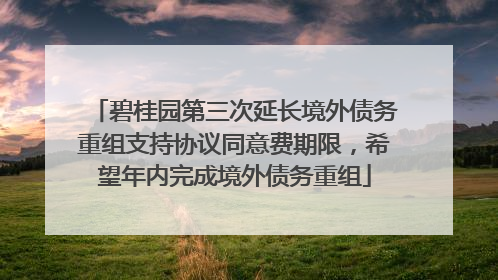 碧桂园第三次延长境外债务重组支持协议同意费期限，希望年内完成境外债务重组