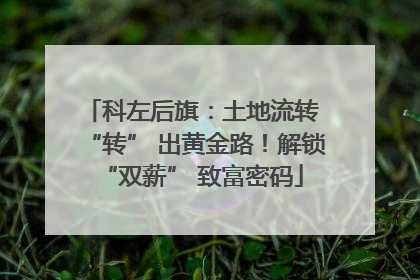 科左后旗：土地流转 “转” 出黄金路！解锁 “双薪” 致富密码
