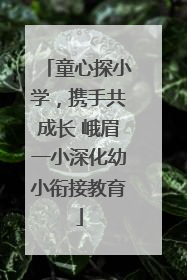 童心探小学，携手共成长 峨眉一小深化幼小衔接教育