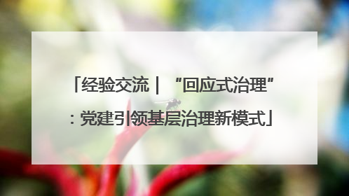 经验交流｜“回应式治理”：党建引领基层治理新模式