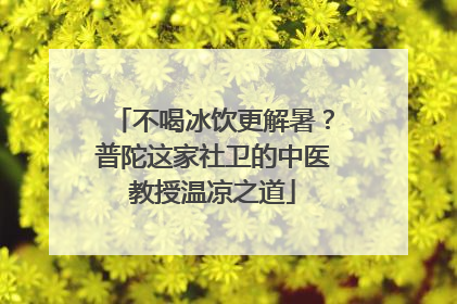 不喝冰饮更解暑？普陀这家社卫的中医教授温凉之道
