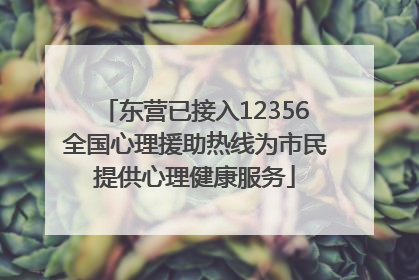 东营已接入12356全国心理援助热线为市民提供心理健康服务