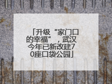升级“家门口的幸福”，武汉今年已新改建70座口袋公园