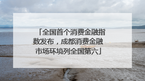 全国首个消费金融指数发布，成都消费金融市场环境列全国第六