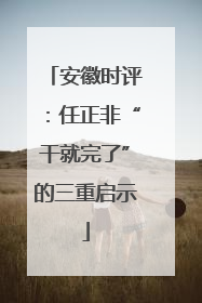 安徽时评：任正非“干就完了”的三重启示
