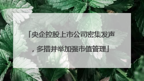 央企控股上市公司密集发声，多措并举加强市值管理