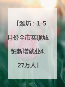 潍坊：1-5月份全市实现城镇新增就业4.27万人