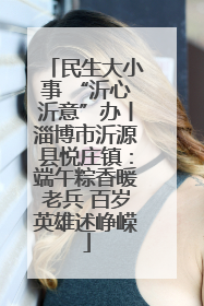 民生大小事 “沂心沂意”办丨淄博市沂源县悦庄镇：端午粽香暖老兵 百岁英雄述峥嵘
