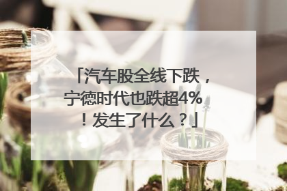 汽车股全线下跌，宁德时代也跌超4%！发生了什么？