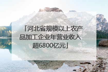 河北省规模以上农产品加工企业年营业收入超6800亿元