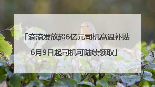 滴滴发放超6亿元司机高温补贴 6月9日起司机可陆续领取