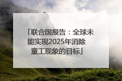 联合国报告：全球未能实现2025年消除童工现象的目标