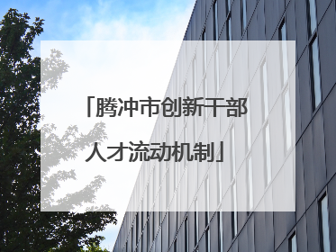 腾冲市创新干部人才流动机制