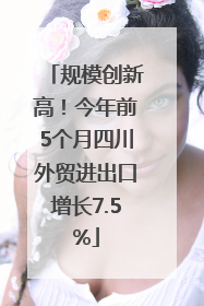 规模创新高！今年前5个月四川外贸进出口增长7.5%