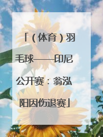 （体育）羽毛球——印尼公开赛：翁泓阳因伤退赛