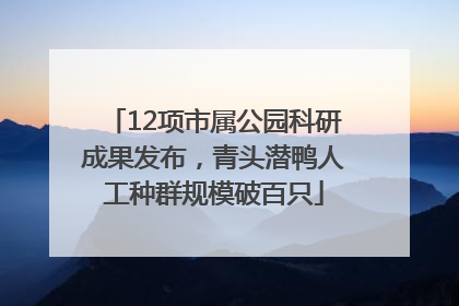 12项市属公园科研成果发布，青头潜鸭人工种群规模破百只